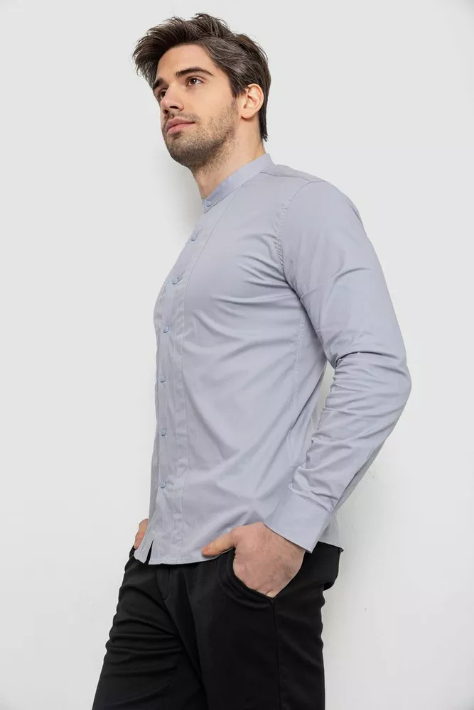 Купити Сорочка чоловіча однотонна, колір сірий, 186R2033 - Фото №3