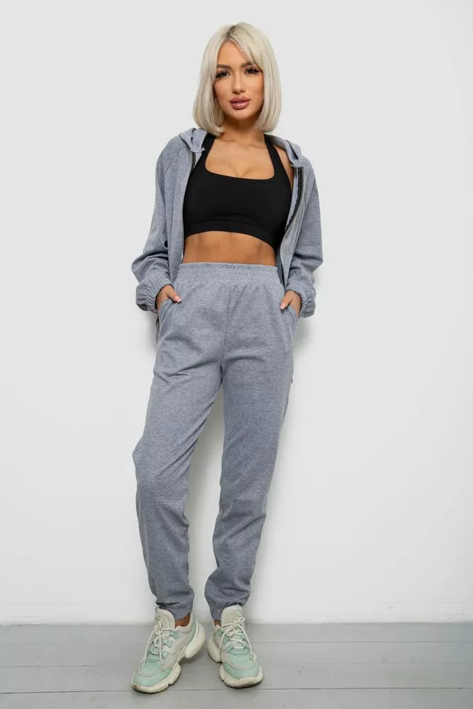Купити Спортивний костюм жіночий однотонний, колір сірий, 244R0426 - Фото №2