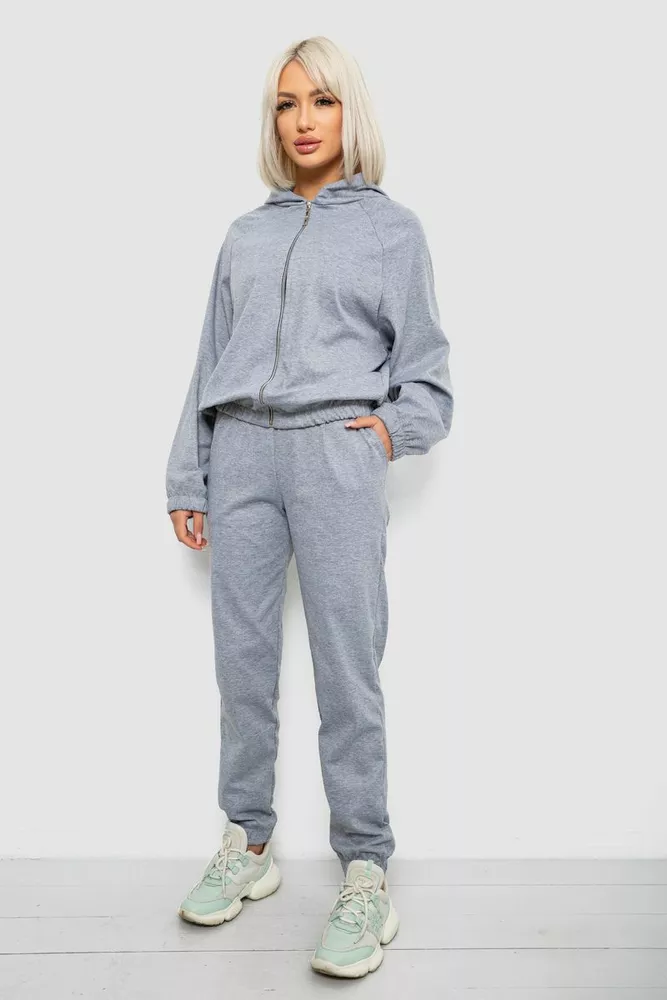 Купити Спортивний костюм жіночий однотонний, колір сірий, 244R0426 - Фото №3