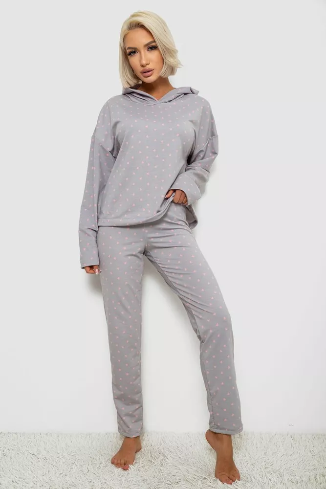 Купить Костюм женский домашний с принтом, цвет серо-розовый, 257R1115 оптом - Фото №1