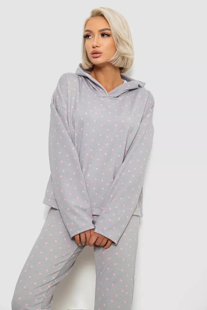 Купить Костюм женский домашний с принтом, цвет серо-розовый, 257R1115 оптом - Фото №2