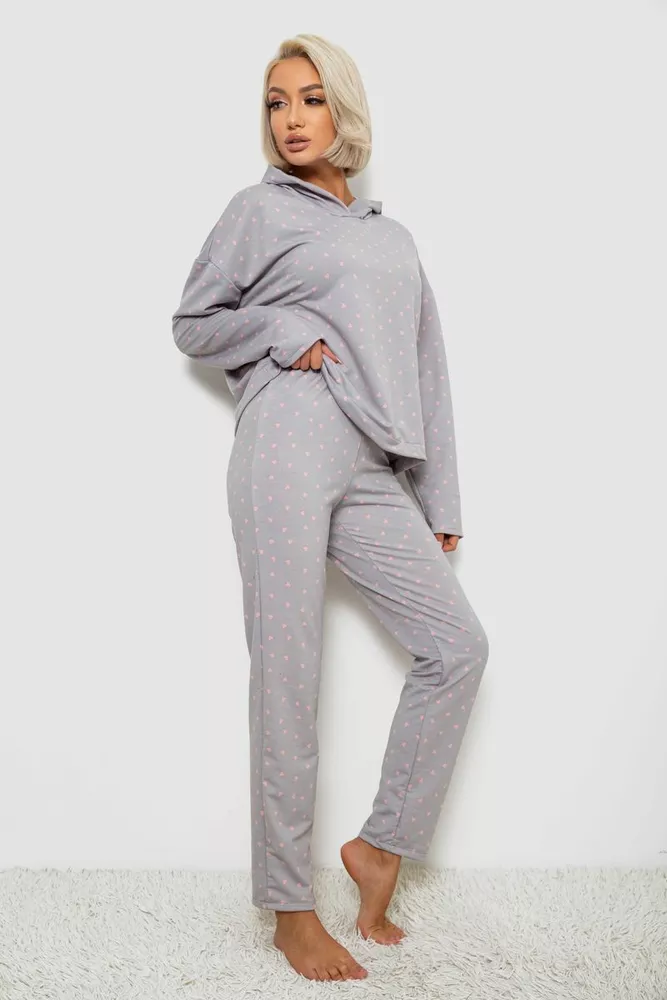 Купить Костюм женский домашний с принтом, цвет серо-розовый, 257R1115 оптом - Фото №3