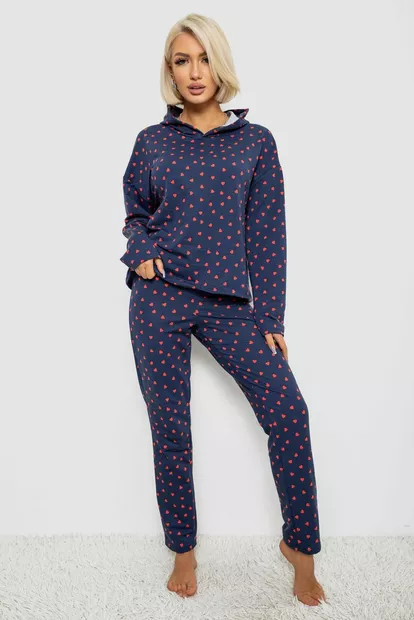 Костюм женский домашний с принтом, цвет синий, 257R1115
