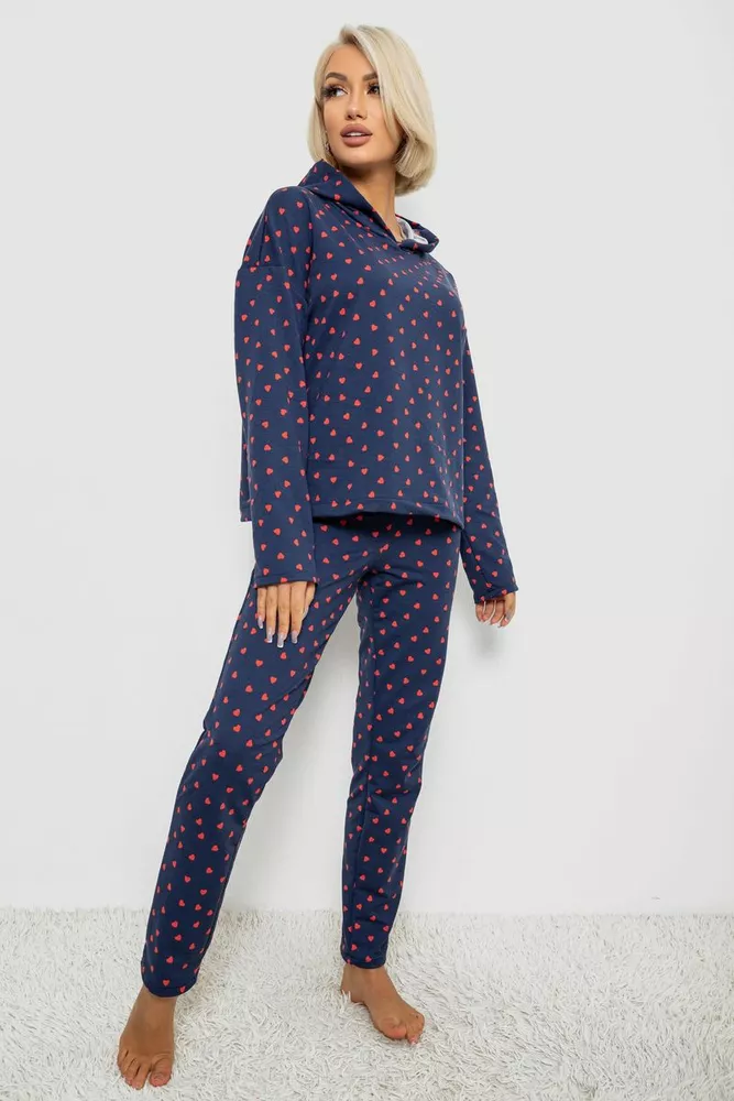 Купить Костюм женский домашний с принтом, цвет синий, 257R1115 - Фото №3