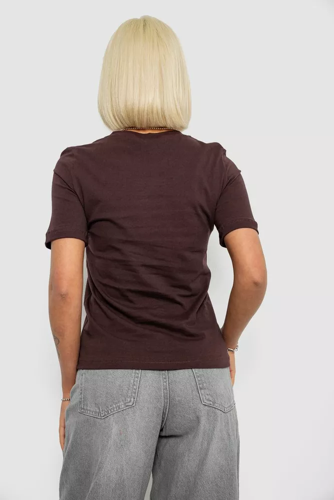 Купити Жіноча футболка з принтом, колір шоколадний, 241R120 - Фото №4