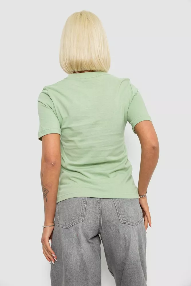 Купити Жіноча футболка з принтом, колір оливковий, 241R120 - Фото №4