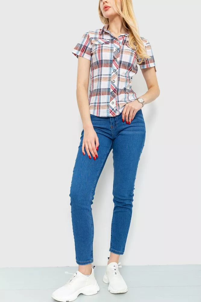 Купити Сорочка жіноча в клітку  -уцінка, колір молочно-коричневий, 230R061-11-U-27 - Фото №2