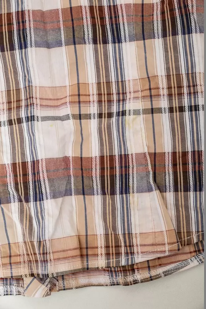 Купить Рубашка женская в клетку  -уценка, цвет бежево-серый, 230R061-11-U-24 оптом - Фото №6