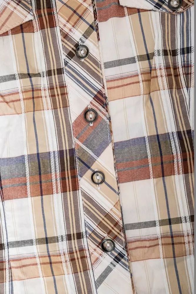 Купить Рубашка женская в клетку  -уценка, цвет бежево-серый, 230R061-11-U-29 оптом - Фото №6