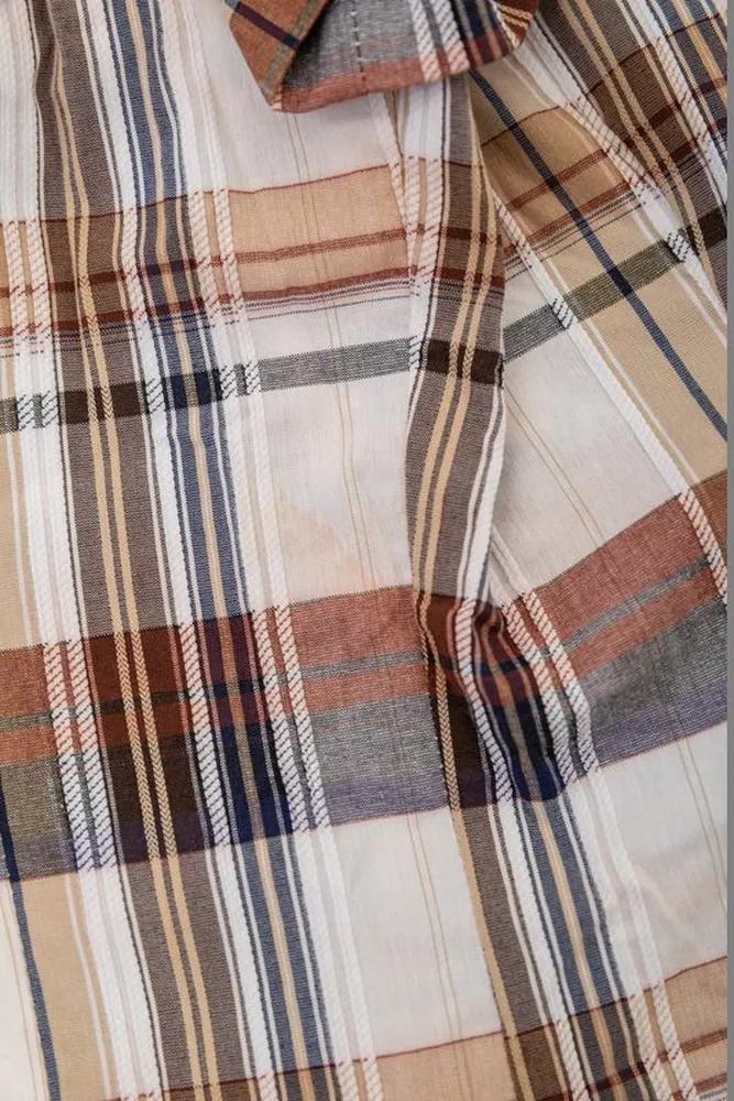 Купити Сорочка жіноча в клітку  -уцінка, колір бежево-сірий, 230R061-11-U-30 - Фото №6