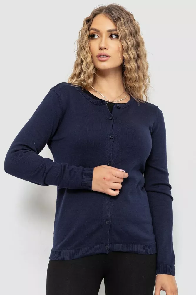 Купити Кофта жіноча на ґудзиках, колір темно-синій, 235R1890 - Фото №1