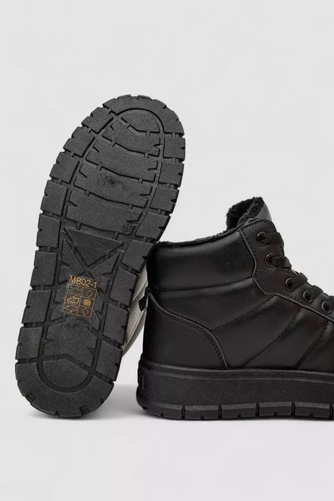 Купити Кросівки жіночі зимові на хутрі, колір чорний, 248RMB02 - Фото №5