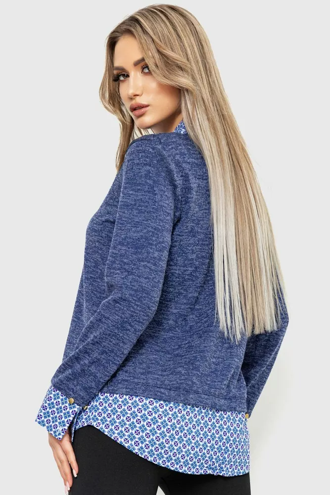 Купити Блуза-обманка, колір синьо-блакитний, 230R542-3 оптом - Фото №4