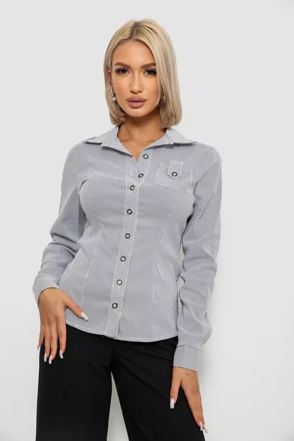 Рубашка классическая в полоску, цвет серо-белый, 230R644-1