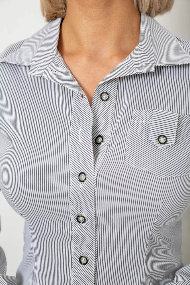 Купить Рубашка классическая в полоску, цвет серо-белый, 230R644-1 - Фото №5