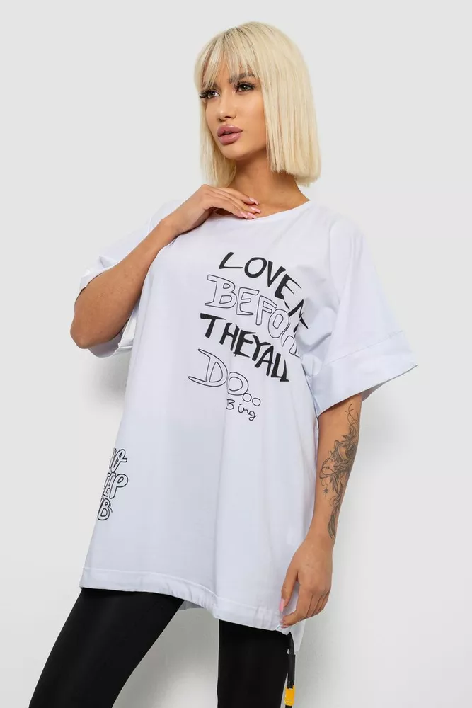 Купить Футболка женская с принтом, цвет белый, 244R4006 - Фото №1