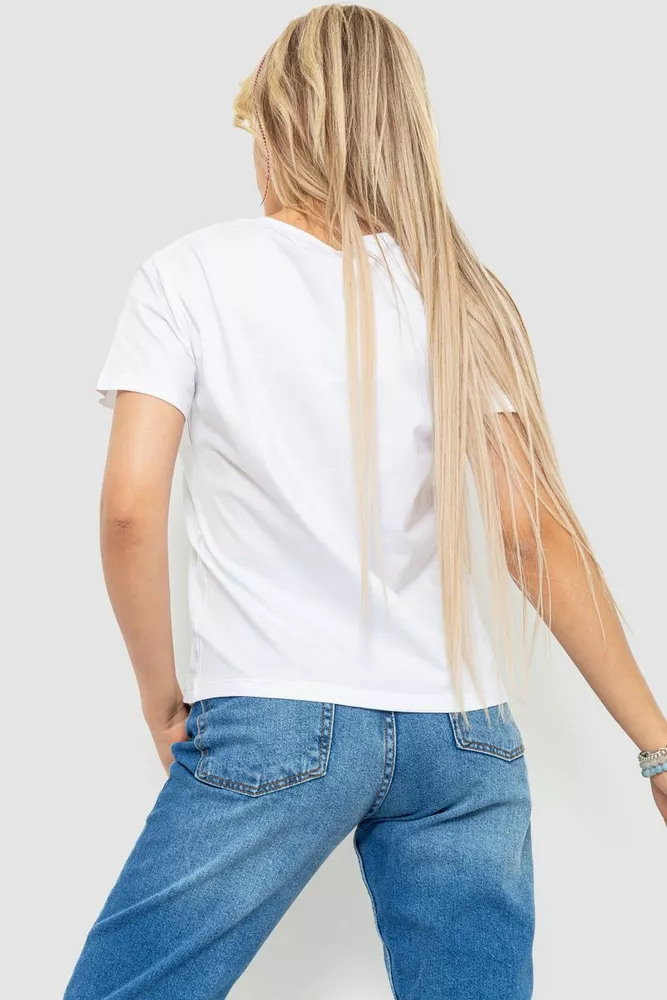 Купити Футболка жіноча з принтом, колір білий, 221R3004-1 оптом - Фото №4