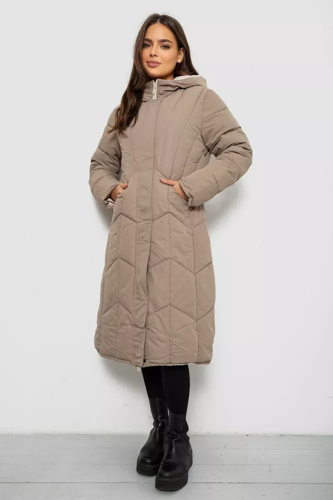 Купить Куртка женская двусторонняя зимняя  -уценка, цвет темно-бежевый, 244R24115-U-4 - Фото №4