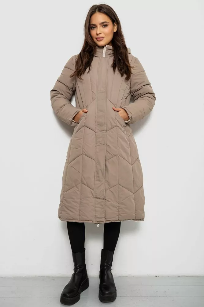 Купить Куртка женская двусторонняя зимняя  -уценка, цвет темно-бежевый, 244R24115-U-4 - Фото №1