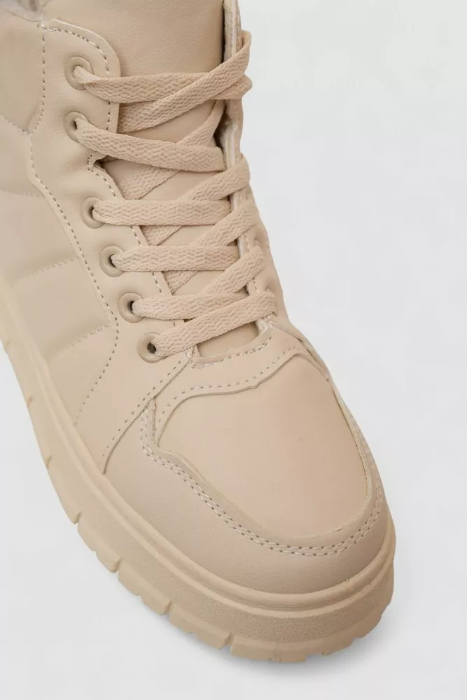 Купить Кроссовки женские зимние на меху, цвет бежевый, 248RMB02 - Фото №2