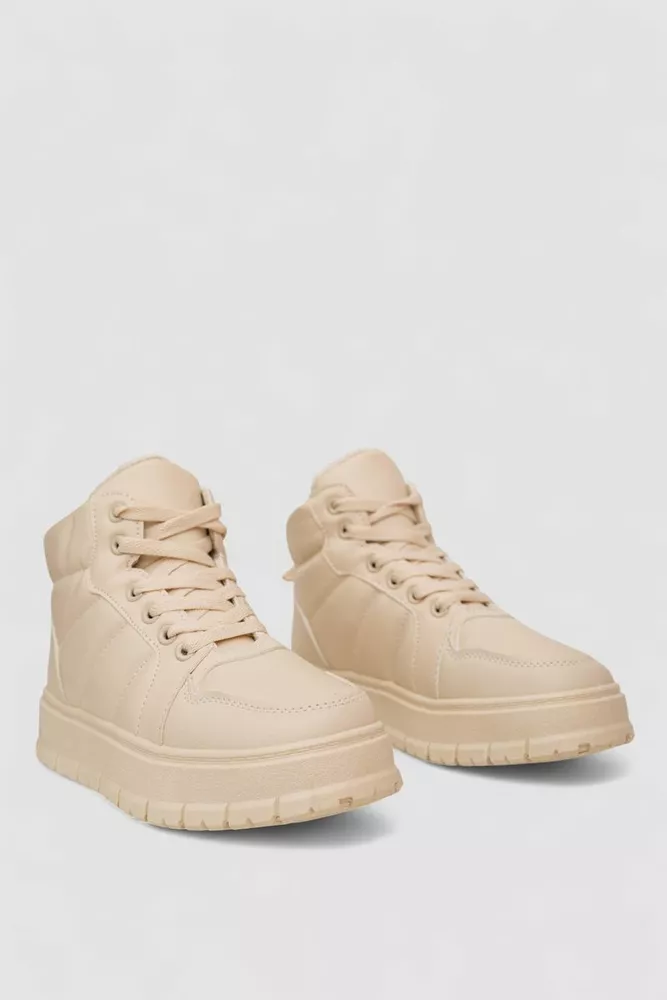 Купить Кроссовки женские зимние на меху, цвет бежевый, 248RMB02 - Фото №3