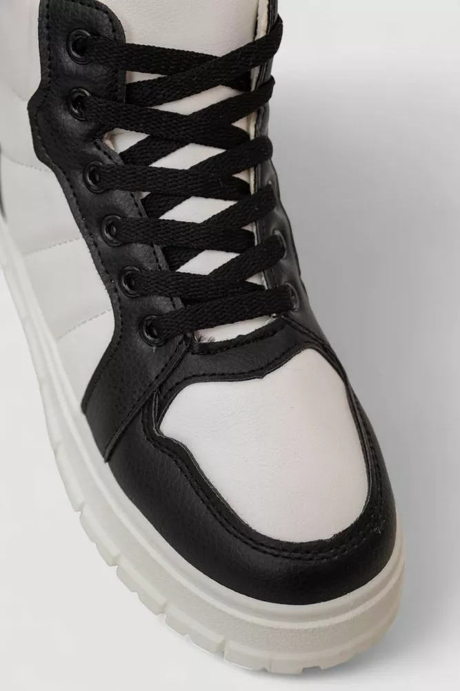 Купити Кросівки жіночі зимові на хутрі, колір біло-чорний, 248RMB02 - Фото №2