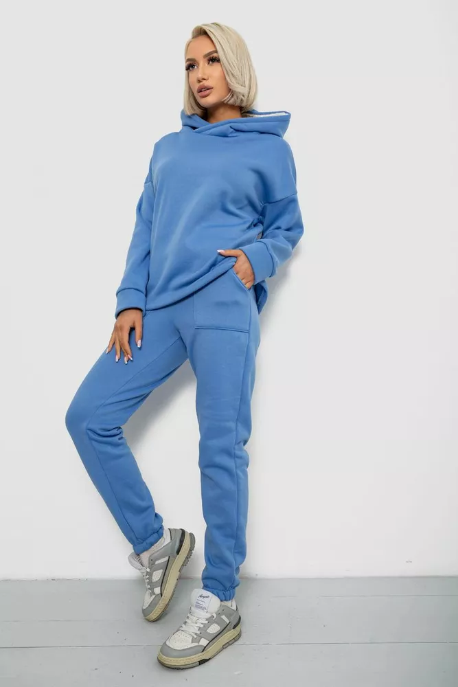 Купить Спортивный костюм женский на флисе  -уценка, цвет голубой, 257R88-U-1 - Фото №3