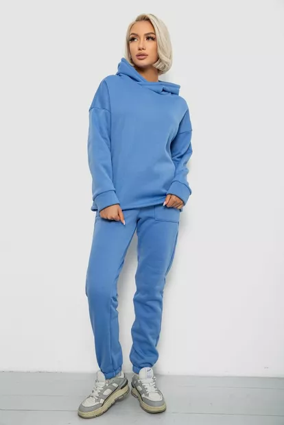 Спортивный костюм женский на флисе  -уценка, цвет голубой, 257R88-U-1