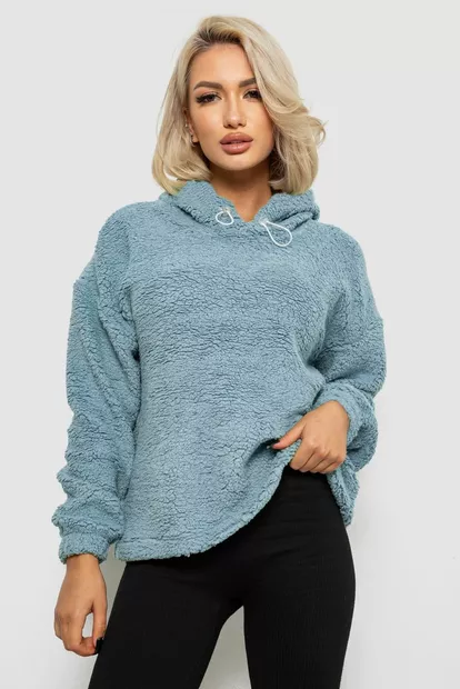 Худи женский однотонный с капюшоном  -уценка, цвет голубой, 257R14-U-2