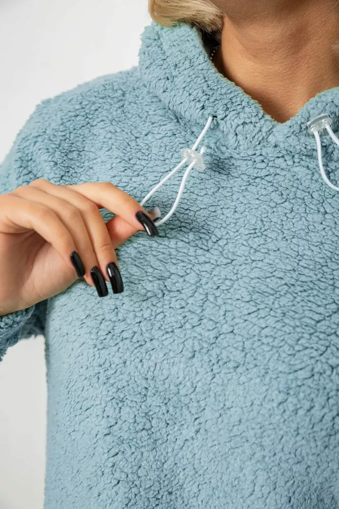 Купить Худи женский однотонный с капюшоном  -уценка, цвет голубой, 257R14-U-2 - Фото №6