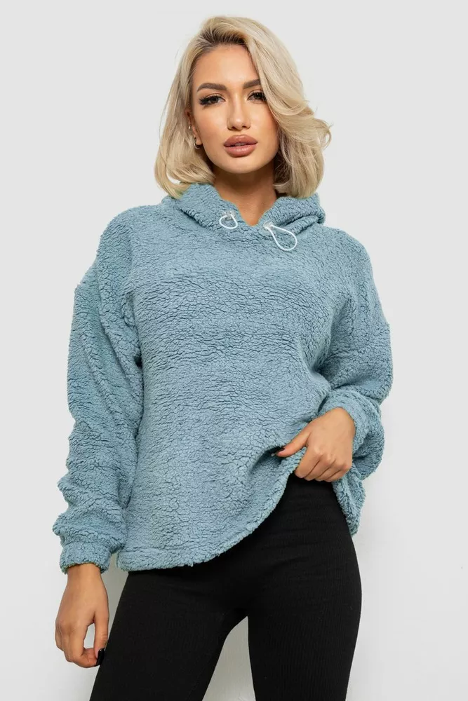 Купить Худи женский однотонный с капюшоном  -уценка, цвет голубой, 257R14-U-2 - Фото №1