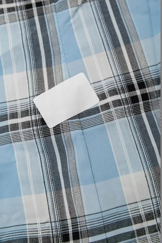 Купити Сорочка жіноча в клітку  -уцінка, колір блакитний, 230R061-11-U-25 - Фото №6