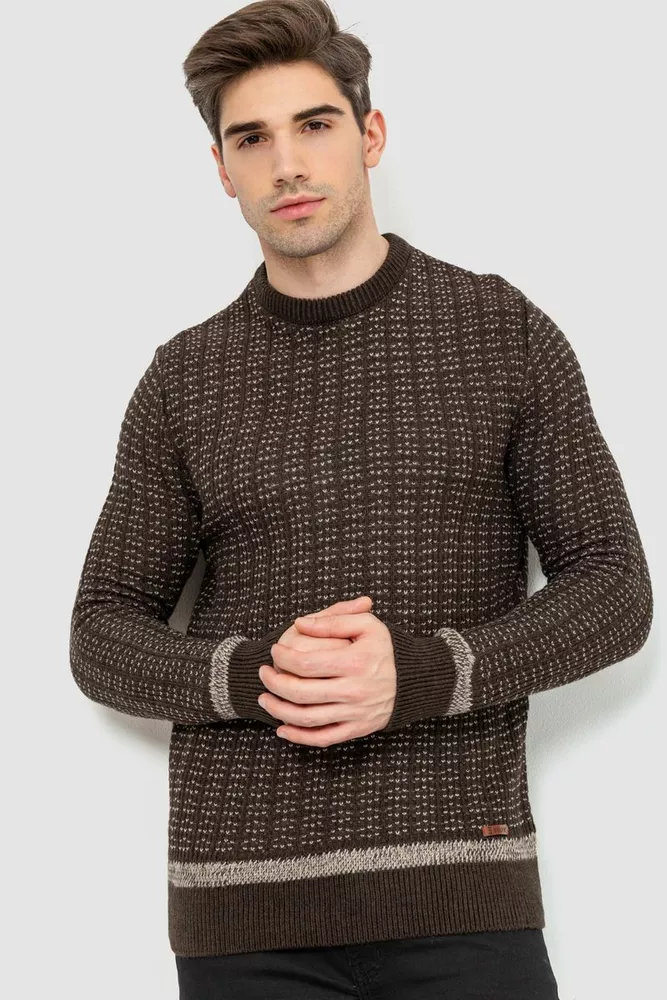Купити Светр чоловічий, колір коричневий, 214R2177 - Фото №1