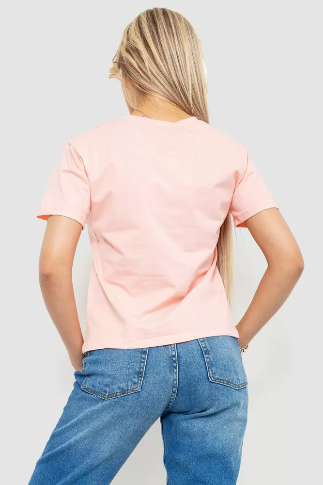 Купити Футболка жіноча з принтом, колір рожевий, 221R3004-1 - Фото №4
