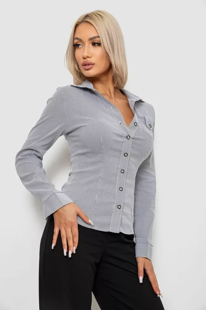 Купить Рубашка классическая в полоску, цвет серый, 230R644-1 - Фото №3