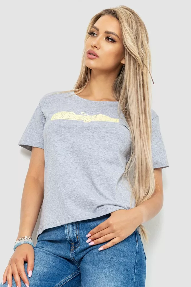 Купити Футболка жіноча з принтом, колір сірий, 221R3004-1 - Фото №3