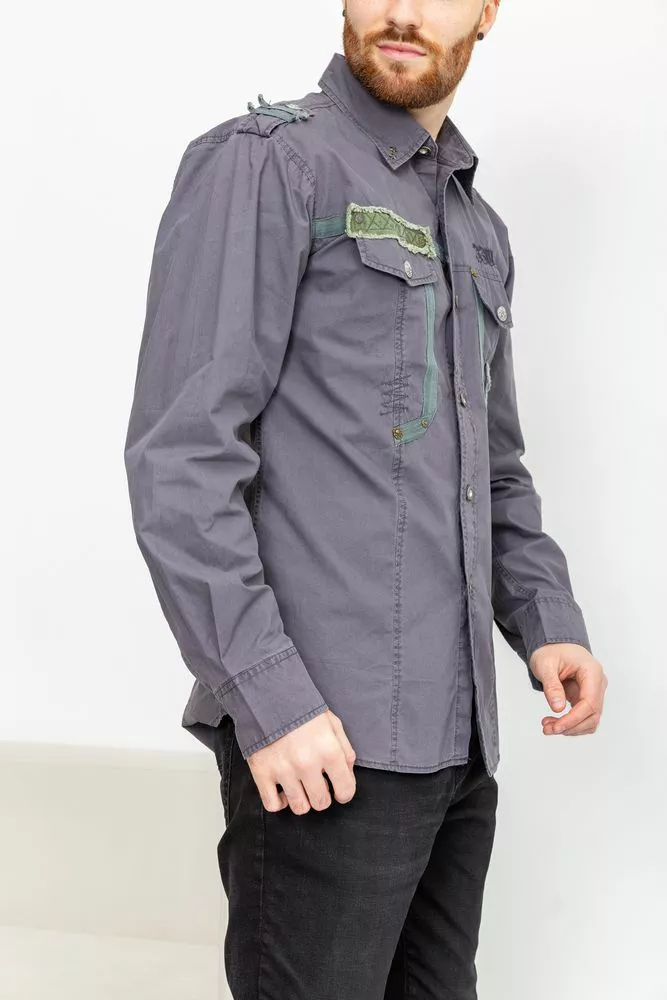 Купити Сорочка чоловіча, колір темно-сірий, 131R148999 оптом - Фото №4