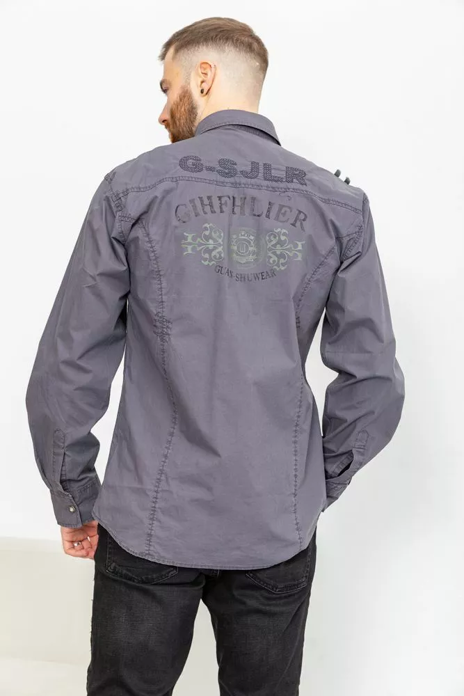Купити Сорочка чоловіча, колір темно-сірий, 131R148999 оптом - Фото №5
