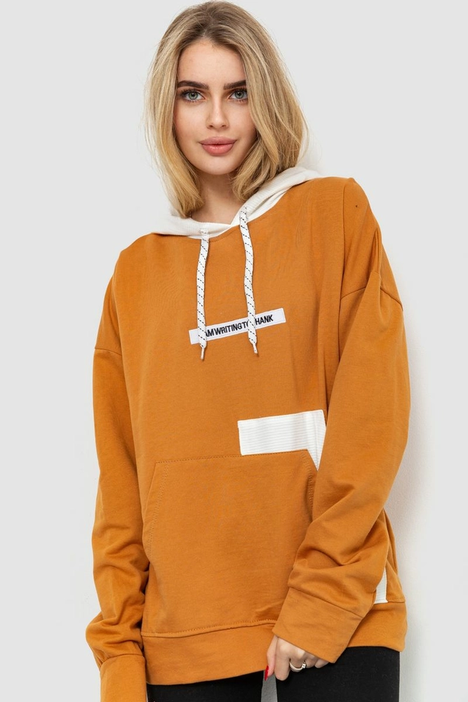 Купить Худи женский утепленный, цвет терракотовый, 229R153 - Фото №1