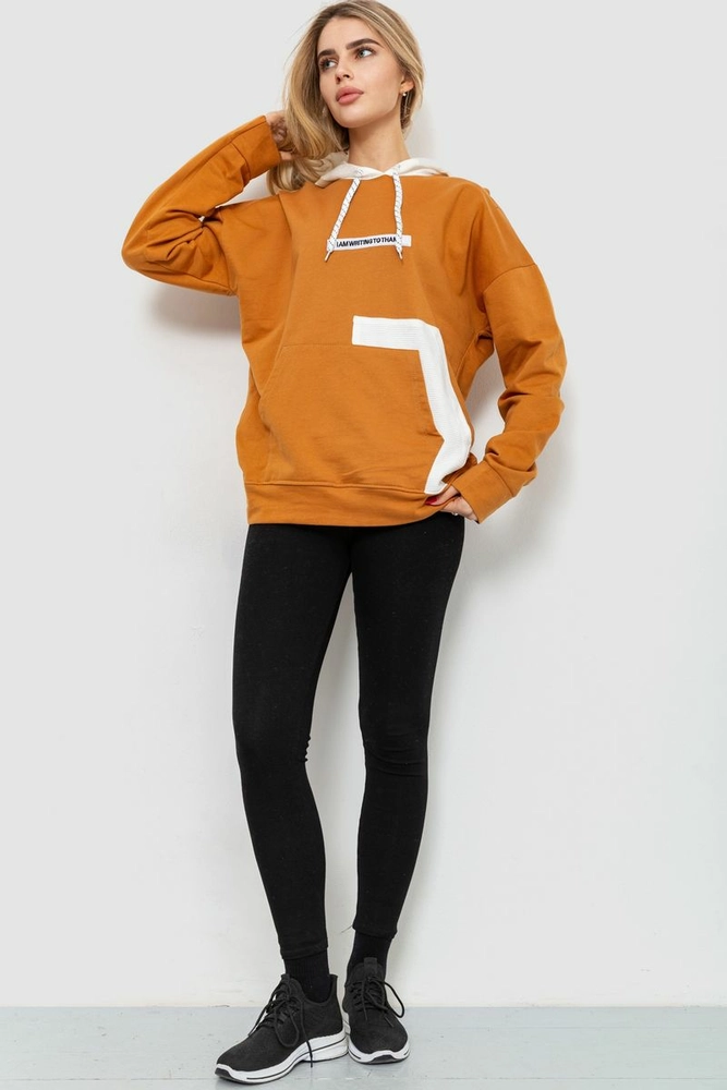 Купить Худи женский утепленный, цвет терракотовый, 229R153 - Фото №2