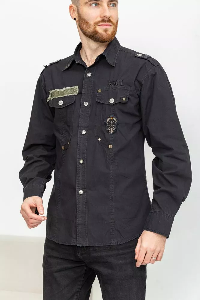 Купити Сорочка чоловіча, колір чорний, 131R148999 - Фото №2