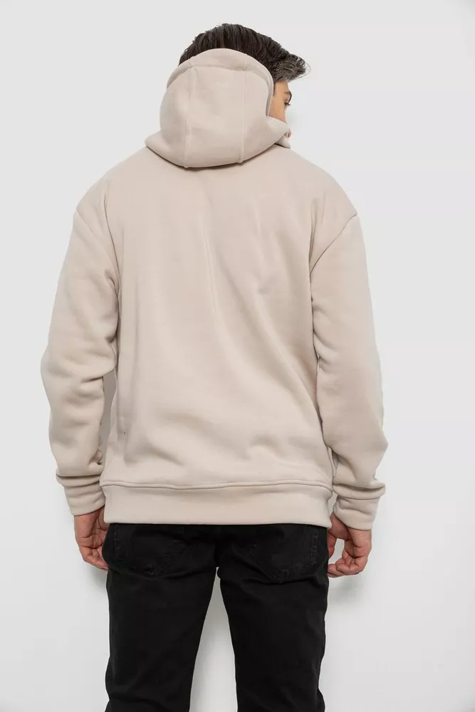 Купить Худи мужской на флисе однотонный, цвет светло-бежевый, 241R2650 - Фото №4