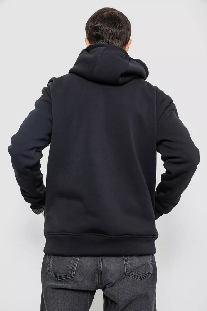 Купити Худі чоловічий на флісі однотонний, колір чорнильний, 241R2650 оптом - Фото №4