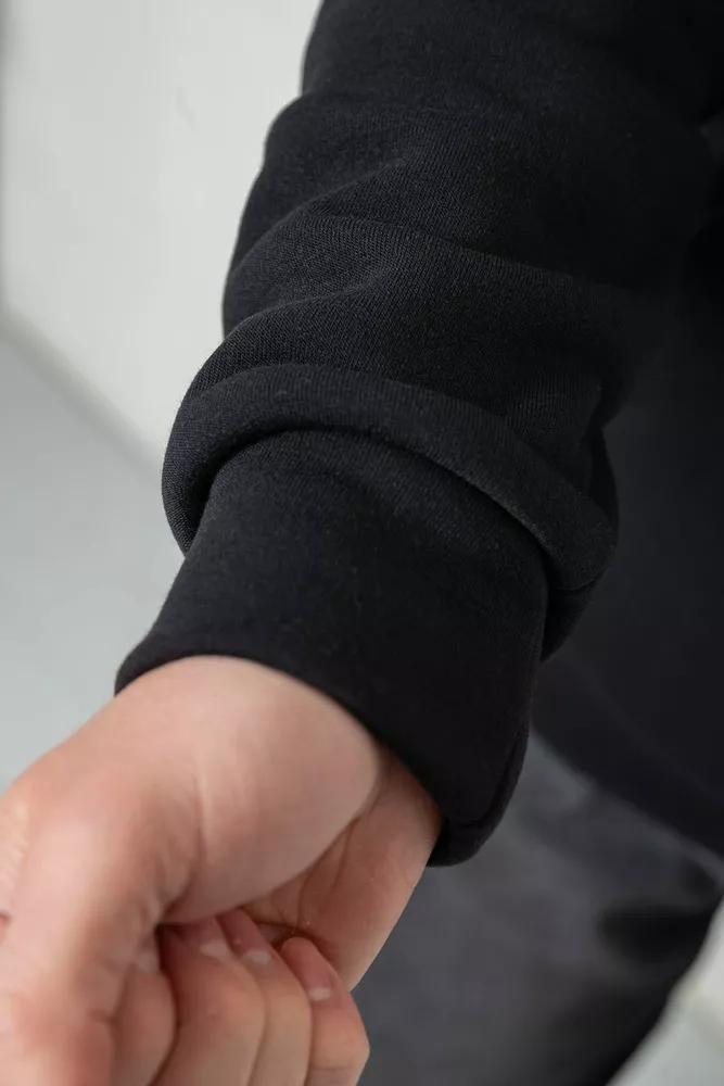 Купити Худі чоловічий на флісі однотонний, колір чорнильний, 241R2650 оптом - Фото №7