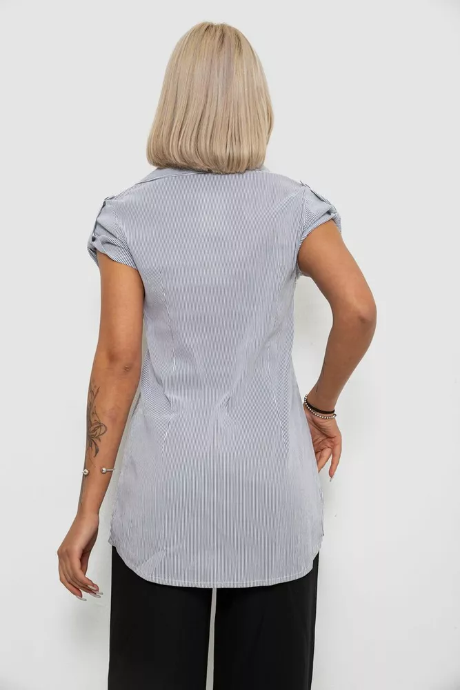 Купити Сорочка-туніка в смужку, колір світло-сірий, 230R665 - Фото №4