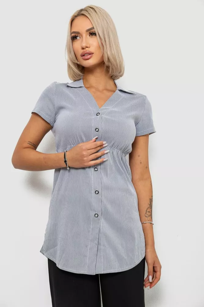 Купить Рубашка-туника в полоску, цвет серый, 230R665 - Фото №1