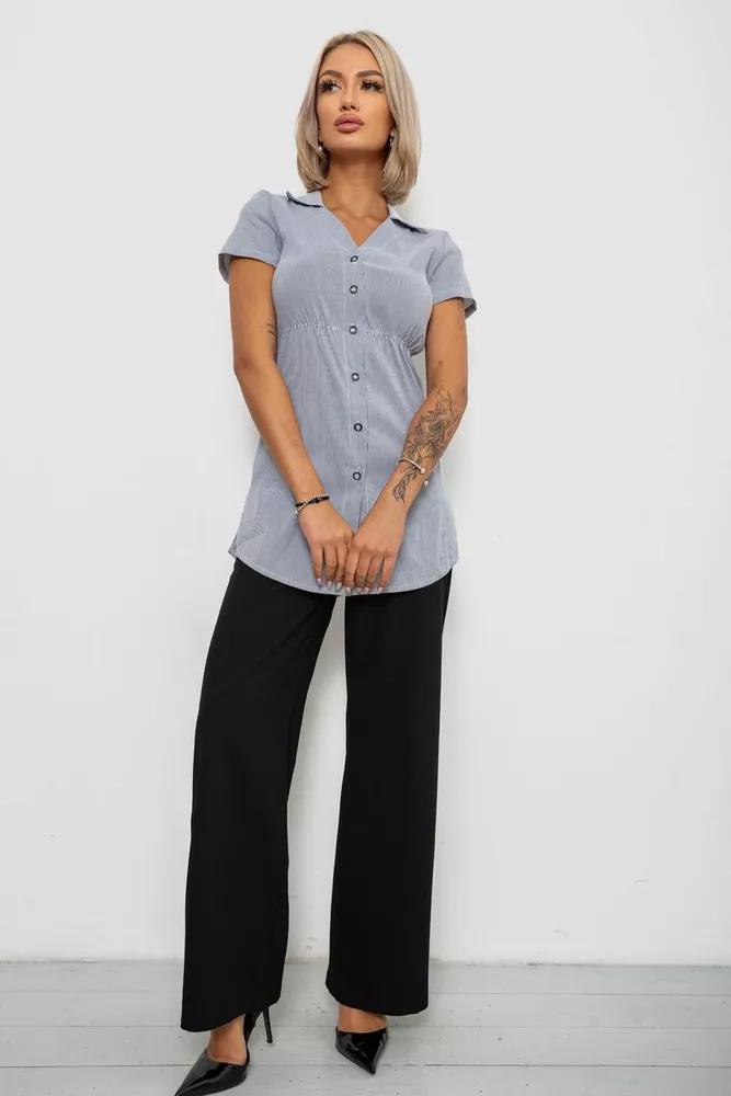 Купить Рубашка-туника в полоску, цвет серый, 230R665 - Фото №2