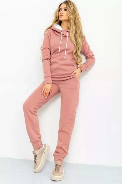 Спорт костюм жіночий на флісі, колір темно-пудровий, 102R016-1
