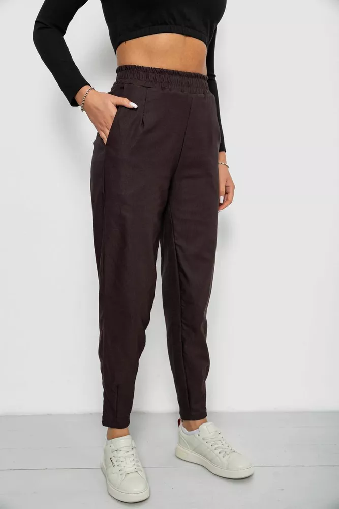 Купити Штани жіночі на тонкому флісі, колір шоколадний, 257R727 оптом - Фото №3