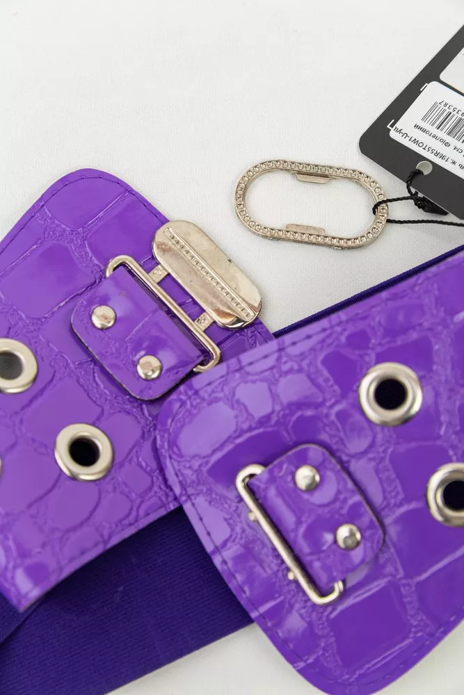 Купити Ремінь-пояс жіночий широкий резинка  -уцінка, колір фіолетовий, 196R55TOW1-U - Фото №2